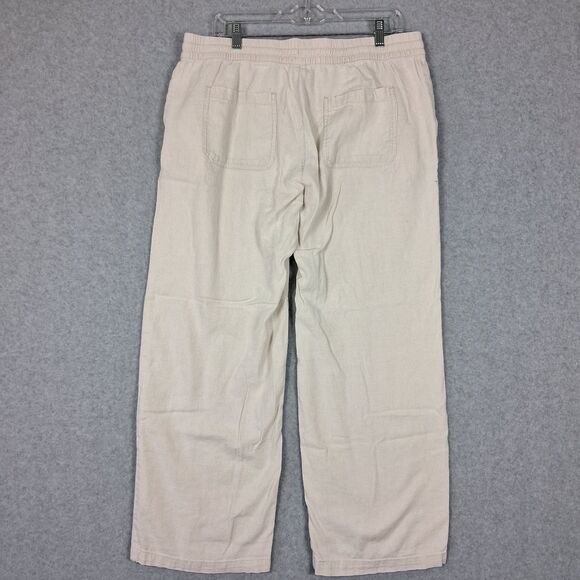Old Navy Womens Linen Blend Pants Large Wide Leg Casual Coastal Beach Basic - Picture 2 of 8